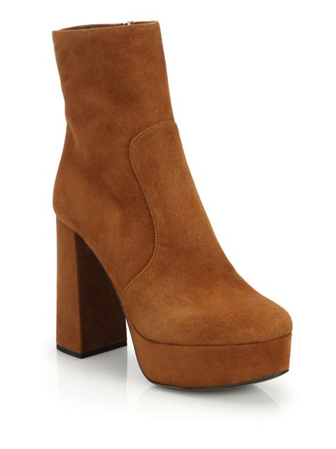 prada brown shoes|Prada suede platform boots.